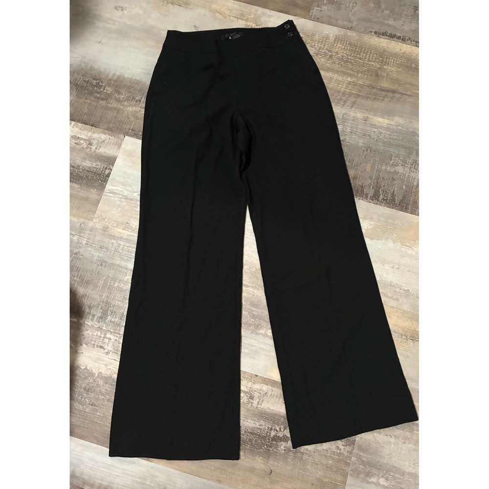 The Limited Womens Black Wide Leg Side Button Dress Pants Trousers Size 4